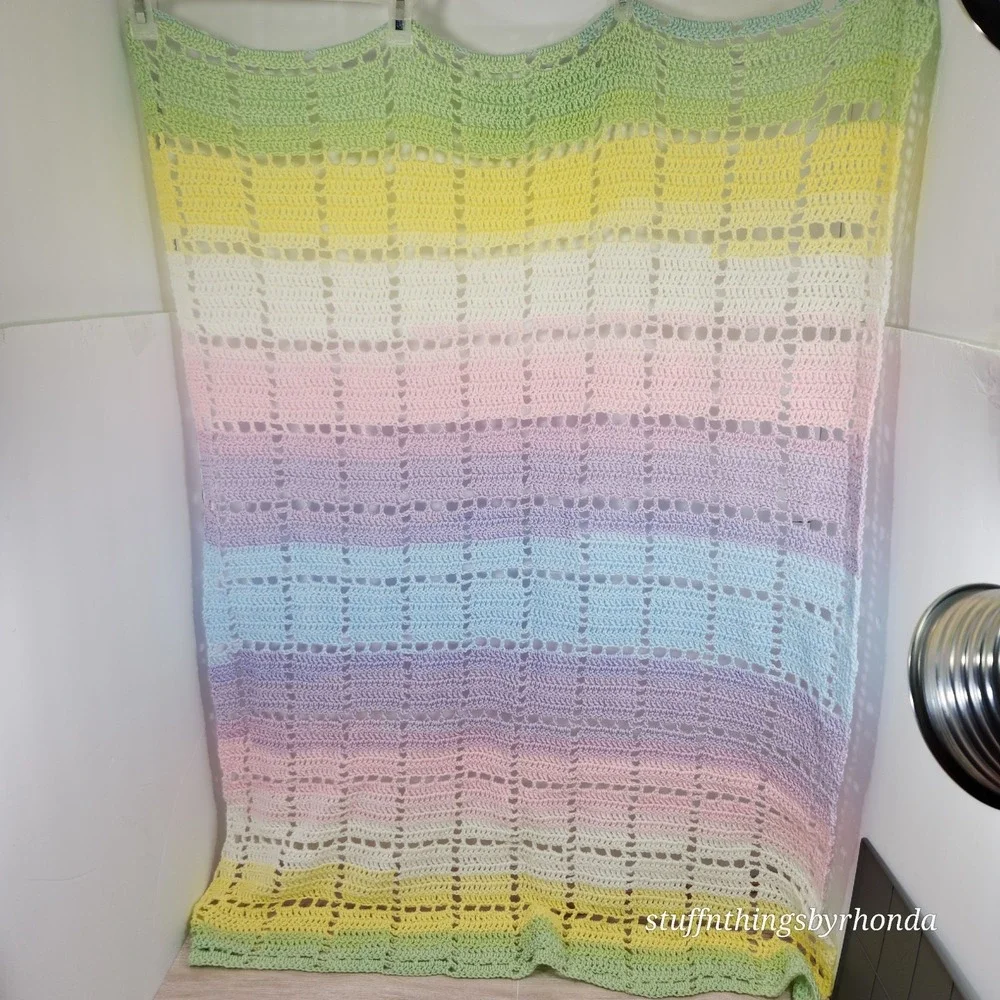 Crochet Small‎ Afghan Baby/Crib Blanket Or Knee Throw, Handmade 34